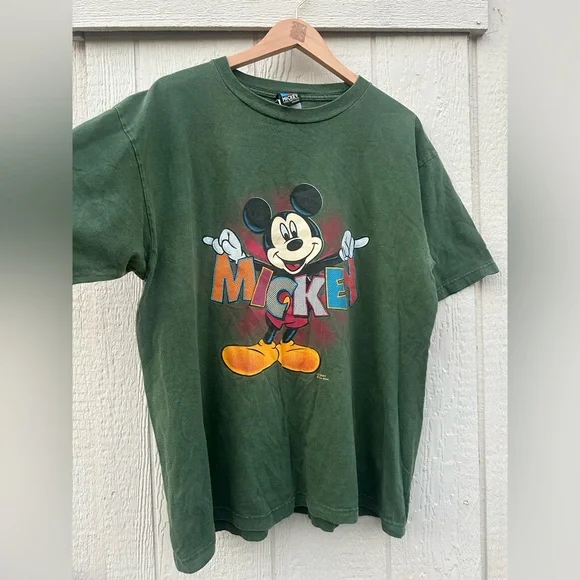 Vintage 80-90’s Disney Unlimited Mickey Mouse  Big letters Printed Men’s Shirt - Picture 3 of 8